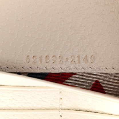 Gucci X ADIDAS Textured Dollar Calfskin Trefoil Embossed Wallet On Chain Hibiscus Red Off White 7 of 10