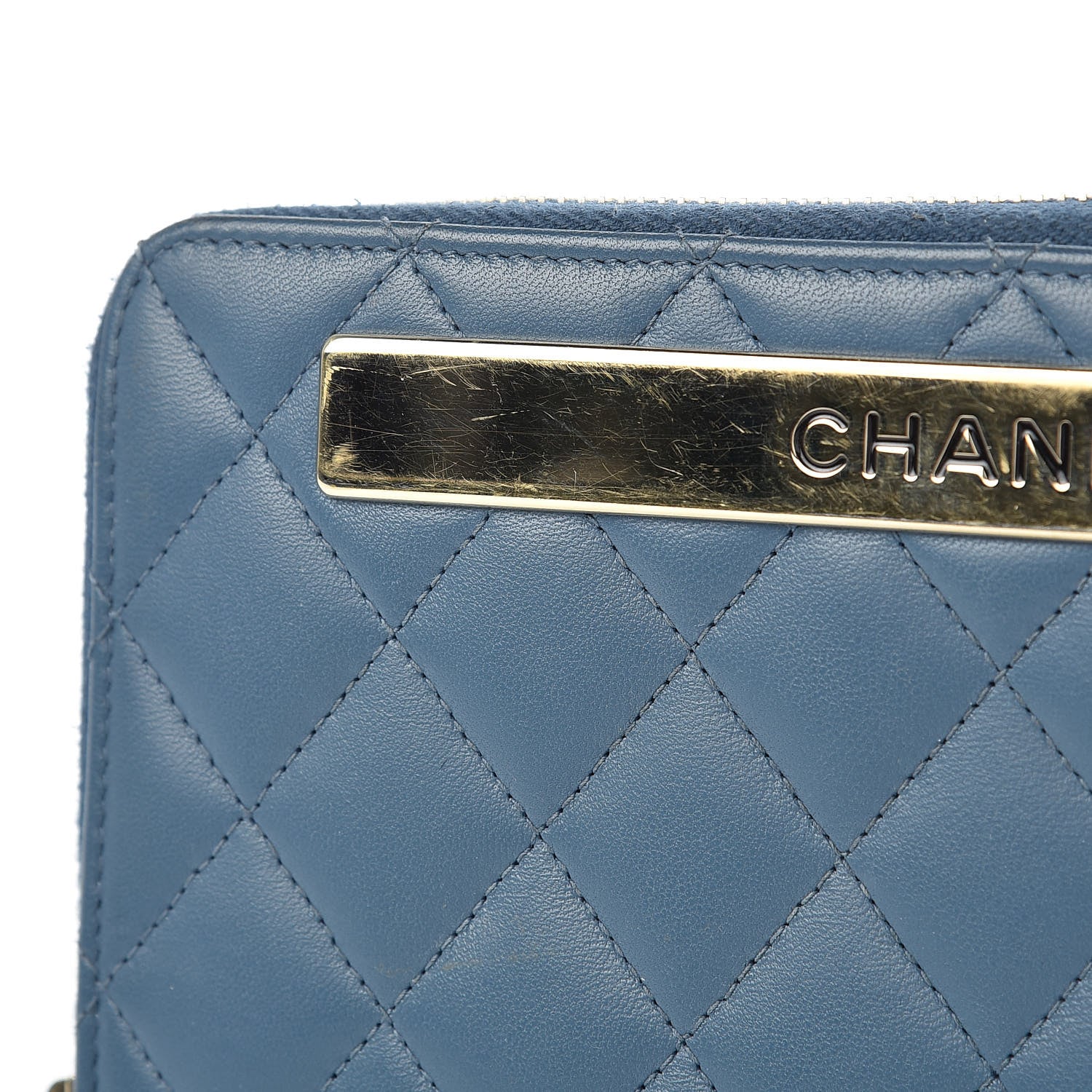 Chanel Lambskin Quilted Large Gusset Trendy CC Zip Around Wallet Blue 12 of 16