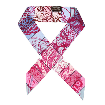 Hermes Silk Jungle Love Rainbow Twilly Fuchsia Bleu Ciel 1 of 4