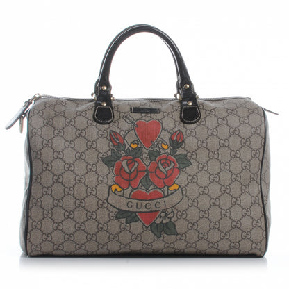 Gucci GG Plus Monogram Tattoo Heart Medium Joy Boston Dark Brown 1 of 8