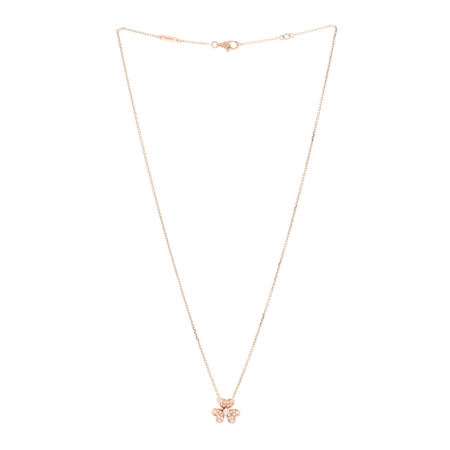 Van Cleef & Arpels 18K Rose Gold Diamond Mini Frivole Pendant Pave Necklace 3 of 5