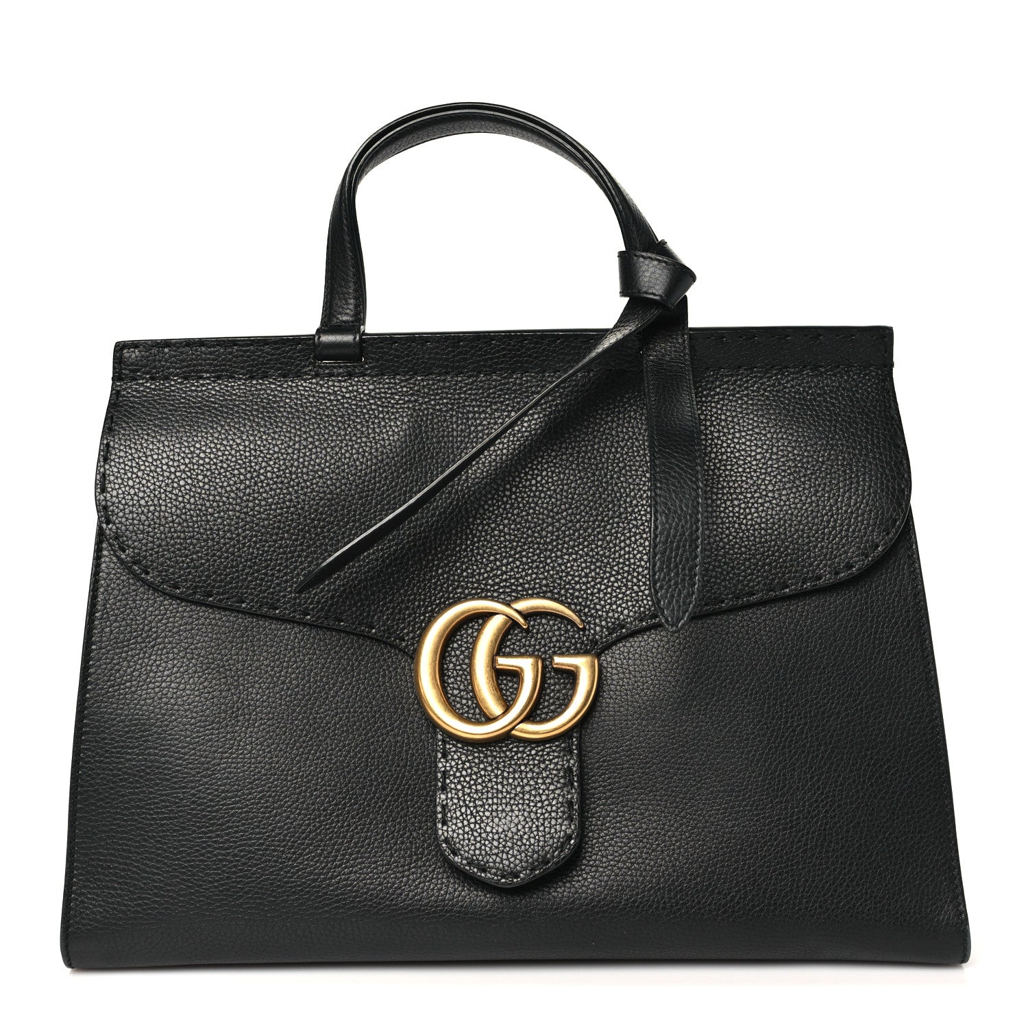 Gucci Calfskin Medium GG Marmont Top Handle Bag Black 1 of 11
