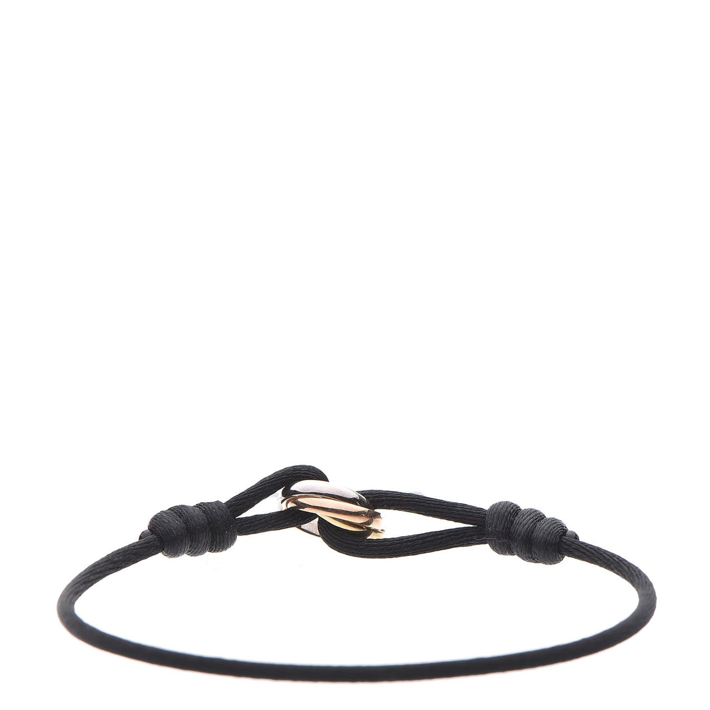 18K Pink Yellow White Gold Trinity Adjustable Cord Bracelet Black