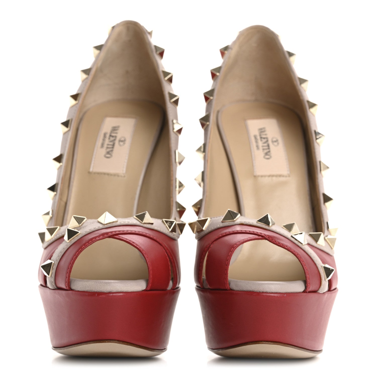 Valentino Garavani Nappa Rockstud Peep Toe Platform Pumps 36 Poudre Rosso 3 of 12