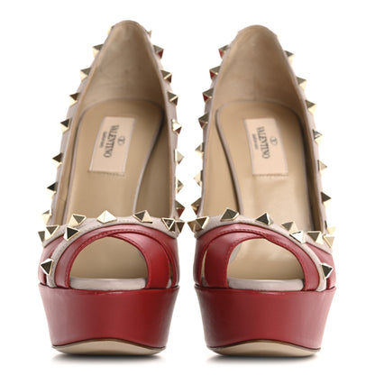 Valentino Garavani Nappa Rockstud Peep Toe Platform Pumps 36 Poudre Rosso 3 of 12
