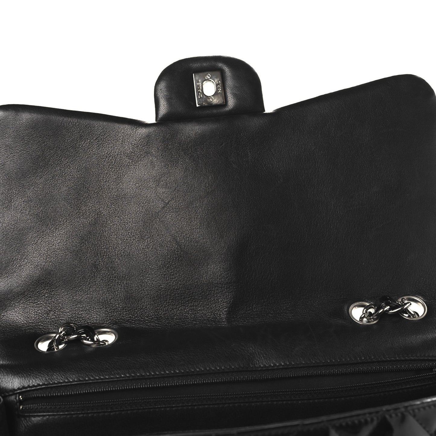 Patent Quilted Jumbo Single Flap Black