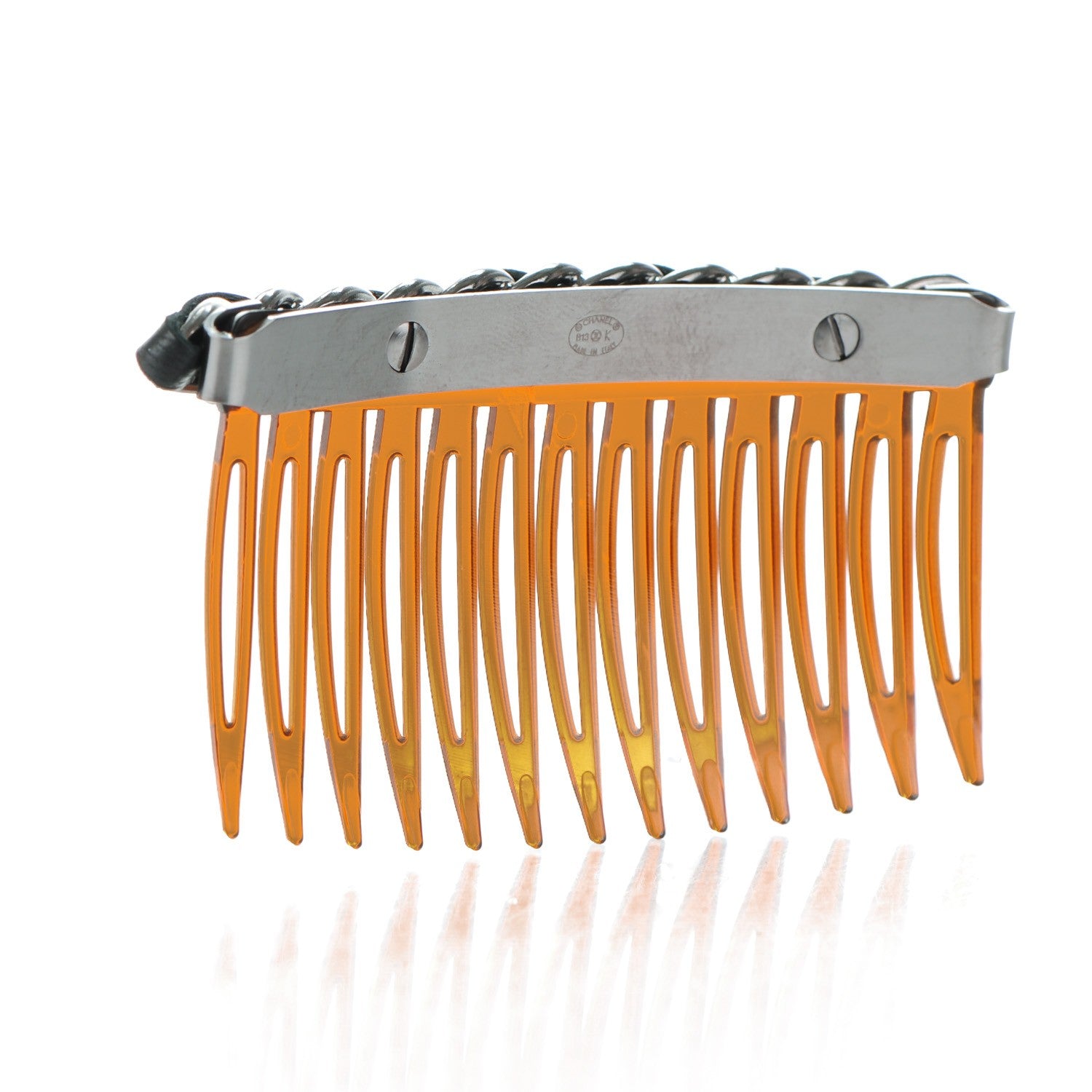 Chanel Lambskin Chain Small CC Hair Comb Black 3 of 6