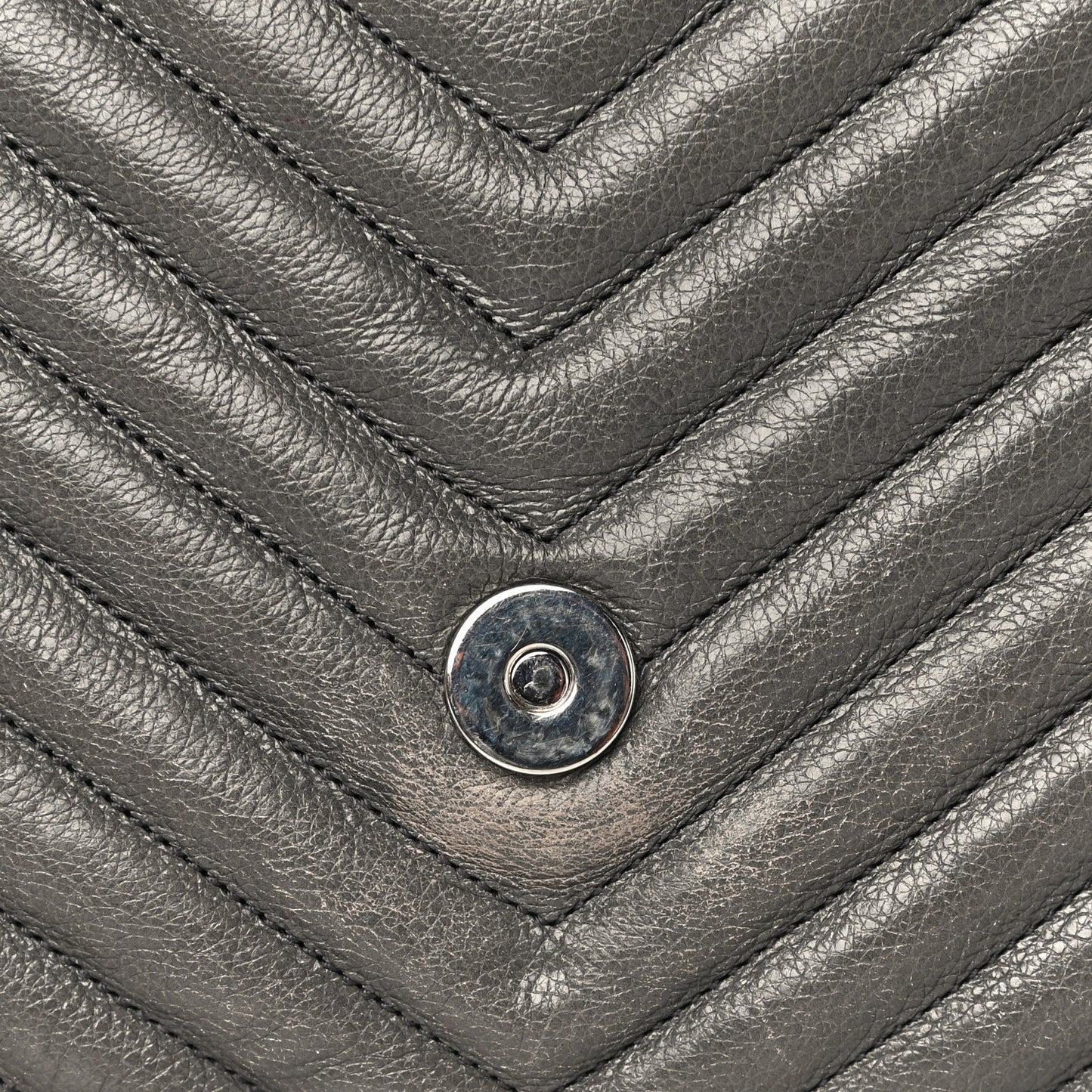 Grained Calfskin Matelasse Chevron Monogram Medium College Bag Grey