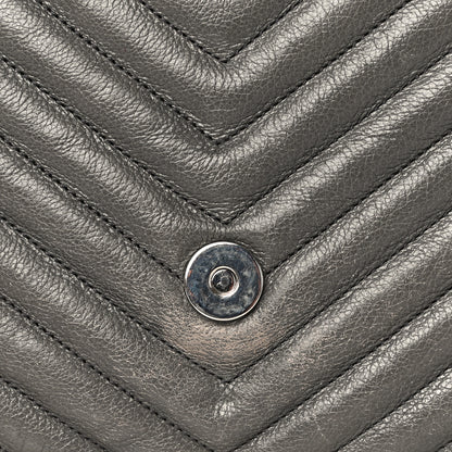 Saint Laurent Grained Calfskin Matelasse Chevron Monogram Medium College Bag Grey 14 of 18