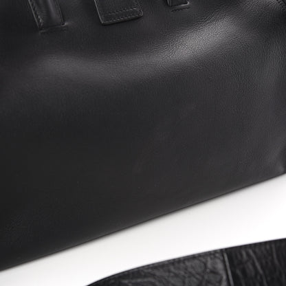 Saint Laurent Smooth Calfskin Crocodile Embossed Small Monogram Downtown Cabas Black 8 of 9