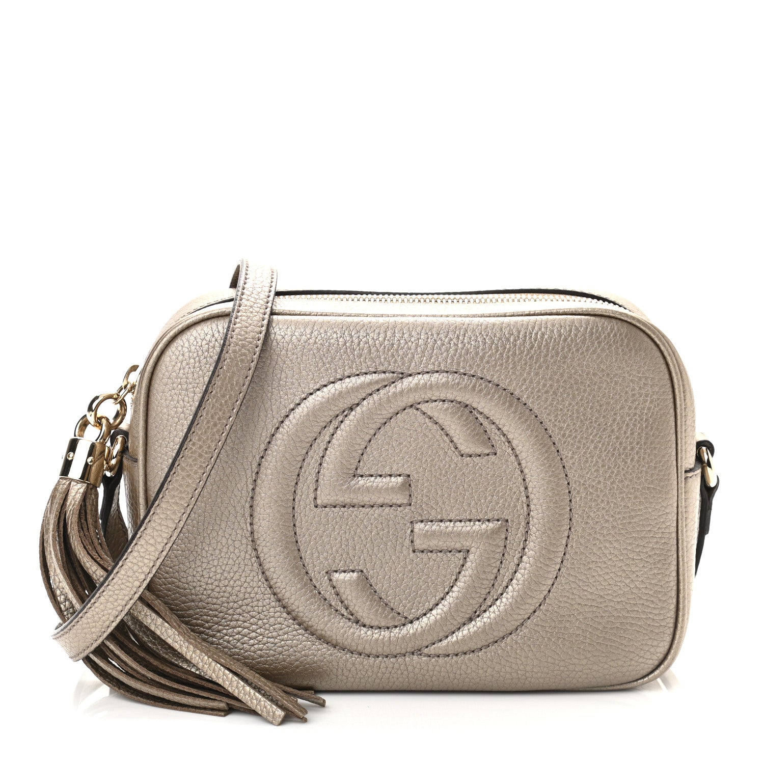 Gucci Metallic Pebbled Calfskin Small Soho Disco Bag Golden Beige 1 of 12