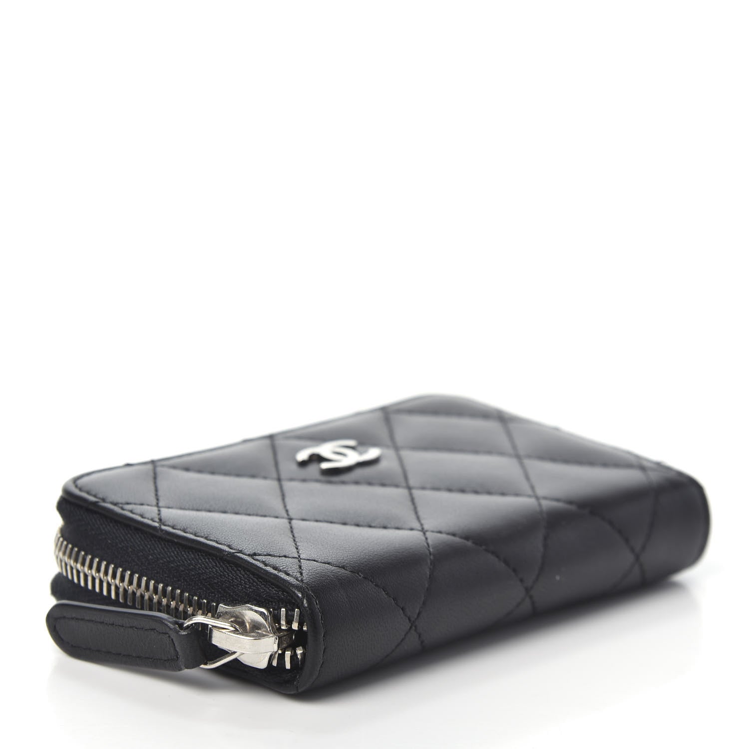 Chanel Lambskin Quilted Zip Coin Purse Black 4 of 7