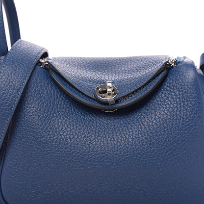 Hermes Taurillon Clemence Mini Lindy 20 Deep Bleu 6 of 9