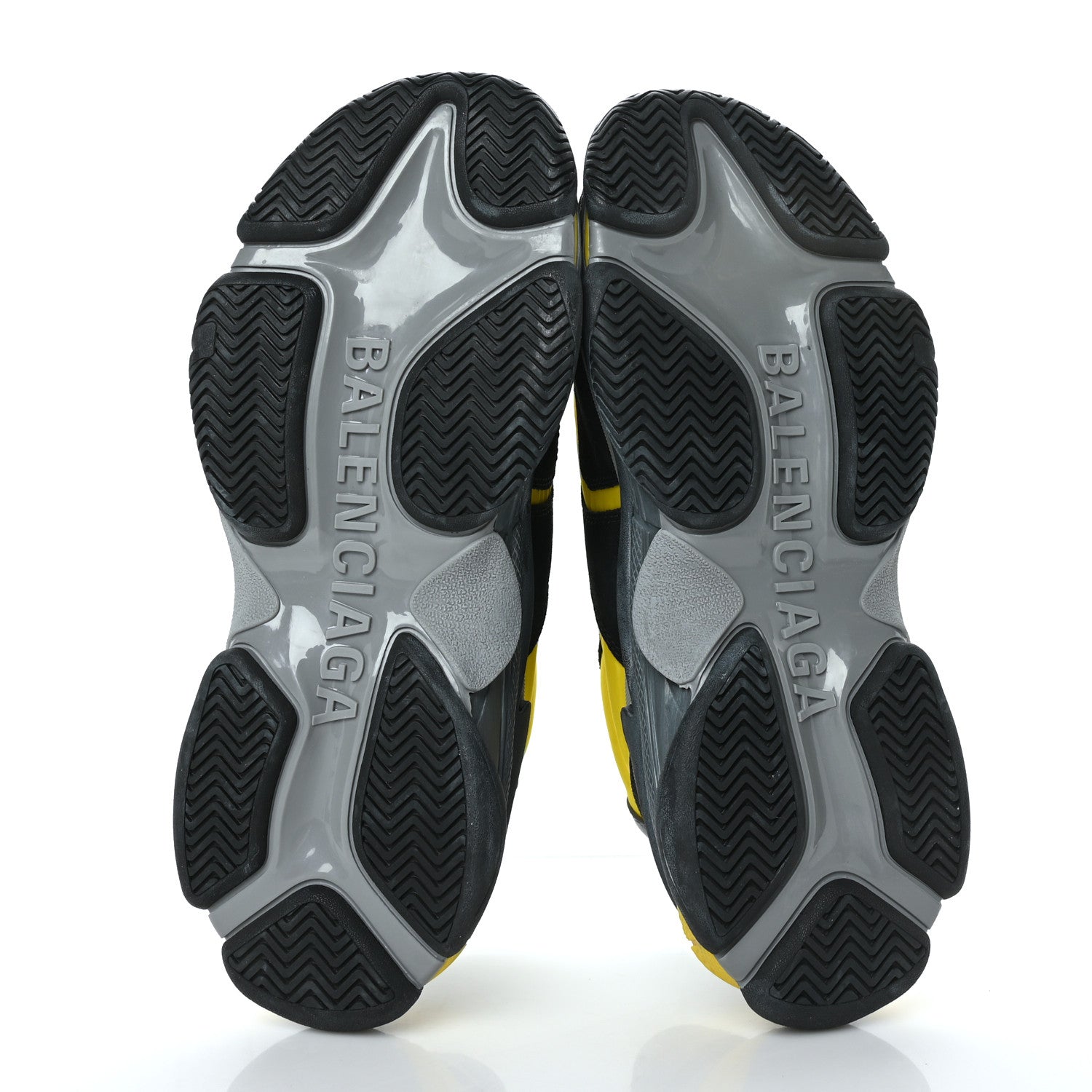 Balenciaga Nylon Suede Mens Triple S 2.0 Sneakers 42 Black Jaune Gris 5 of 7