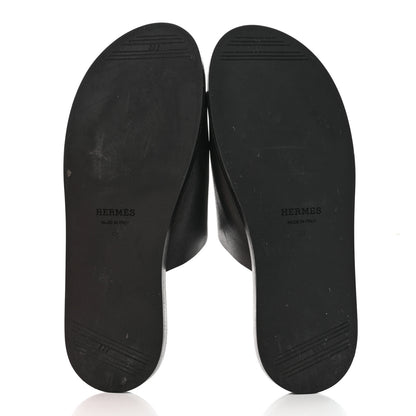 Hermes Calfskin Mens Smyrne Sandals 43 Black 5 of 9