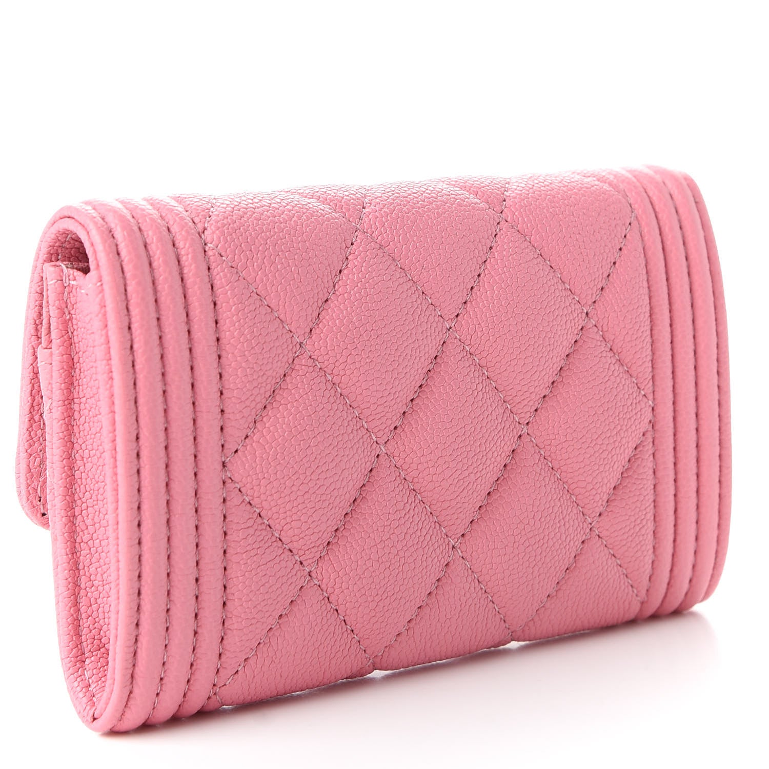 Chanel Caviar Quilted Boy Flap Card Holder Wallet Light Pink 3 of 9