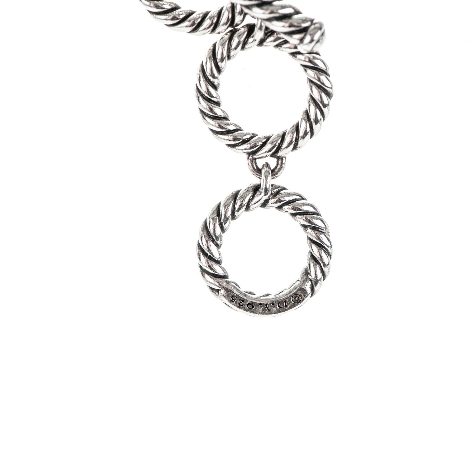 David Yurman Sterling Silver Pave Diamond Willow Drop Necklace 5 of 7