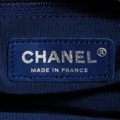 Chanel Lambskin Surpique Chevron Small Tote Dark Blue 6 of 8