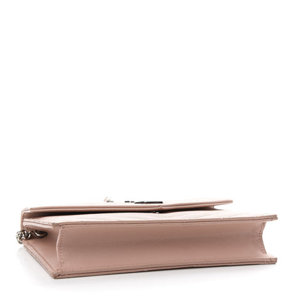Saint Laurent Grain De Poudre Matelasse Chevron Monogram Envelope Chain Wallet Pale Pink 3 of 9