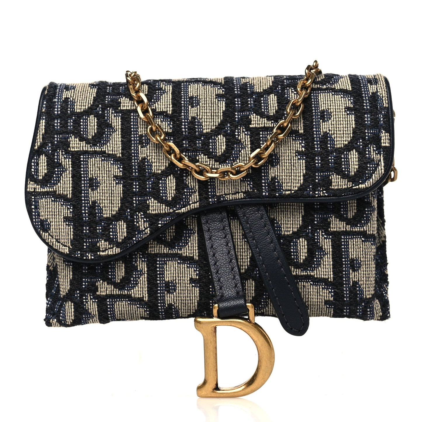 Oblique Nano Saddle Chain Pouch Blue