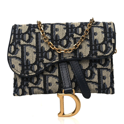 Christian Dior Oblique Nano Saddle Chain Pouch Blue 1 of 7