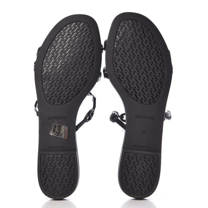 Hermes Rubber Chaine d'Ancre Rivage Sandals 37 Black 5 of 9
