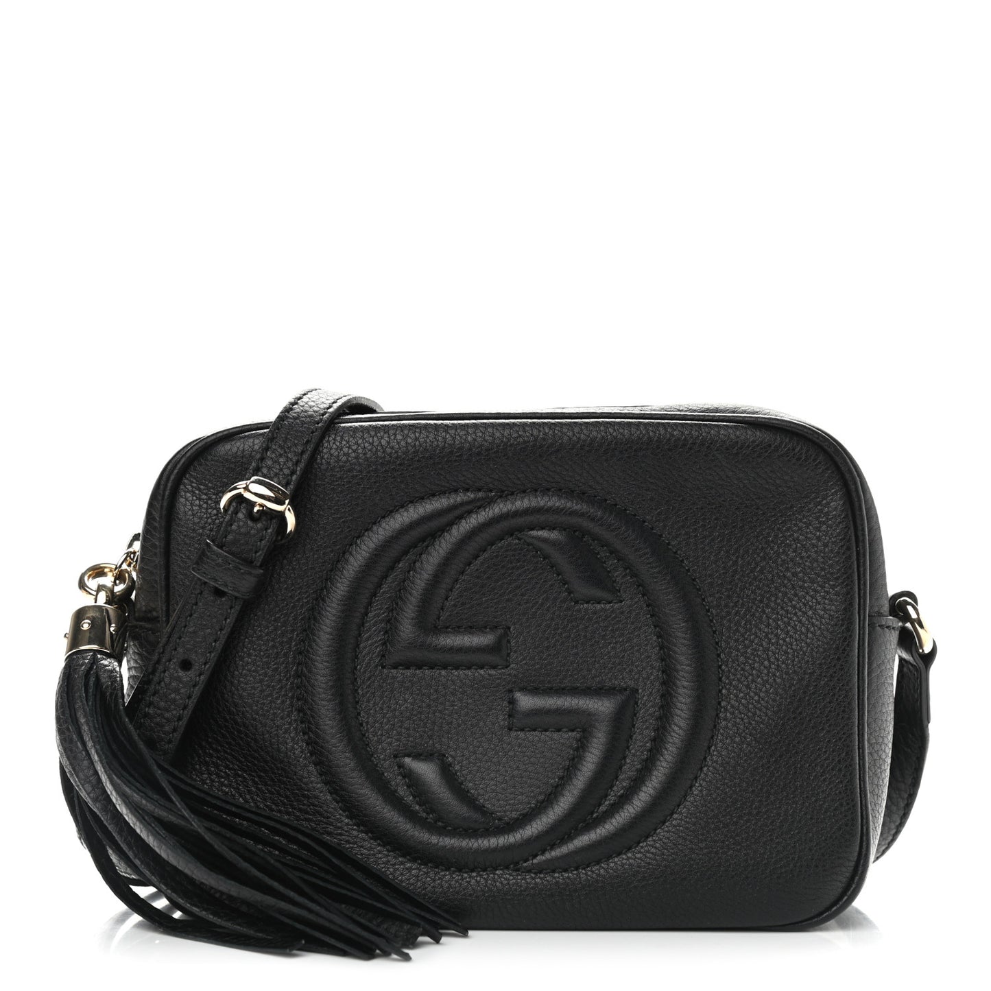 Pebbled Calfskin Small Soho Disco Bag Black