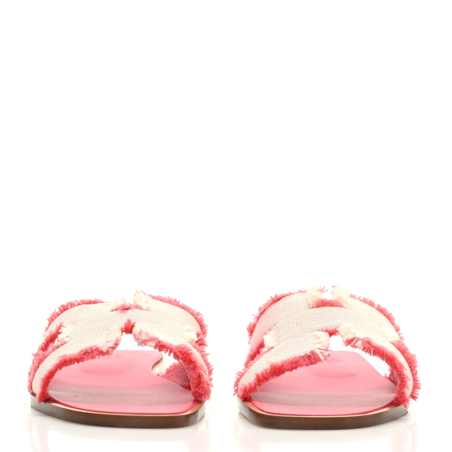 Hermes Toile H Oran Fringe Sandals 36 Framboise 2 of 9