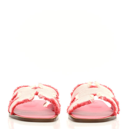 Hermes Toile H Oran Fringe Sandals 36 Framboise 2 of 9