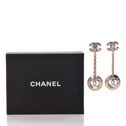 Chanel Medallion CC Drop Earrings Light Gold 5 of 5