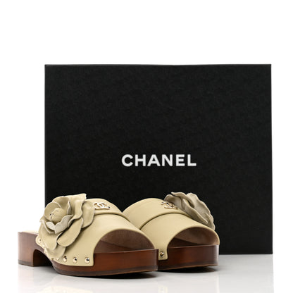 Chanel Calfskin Camellia Clogs 39 Light Beige 9 of 9