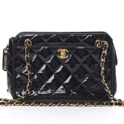 Chanel Patent Quilted Camera Case Black 9 of 16