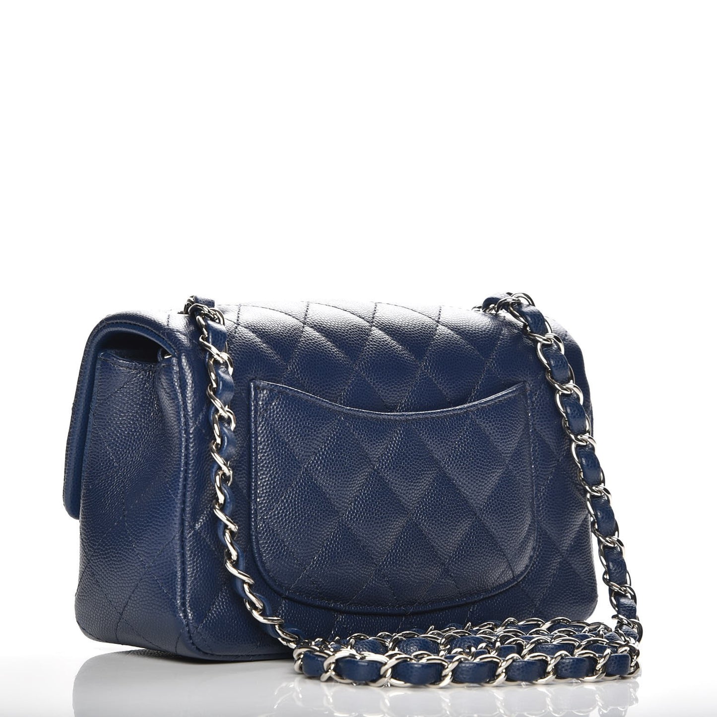 Caviar Quilted Mini Rectangular Flap Blue