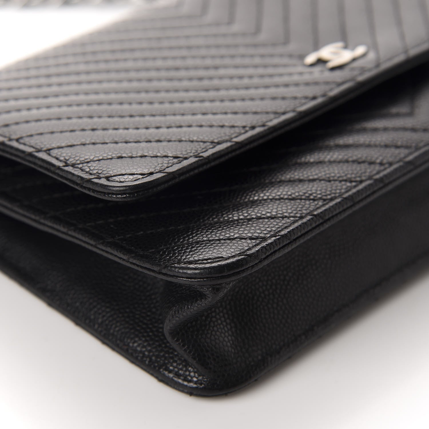 Chanel Caviar Chevron Quilted Wallet On Chain WOC Black 6 of 12