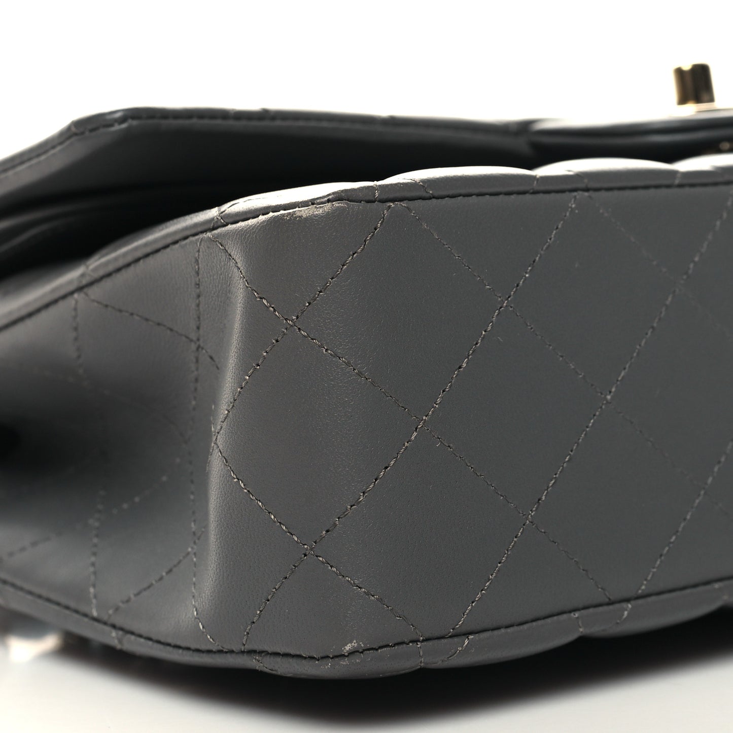 Lambskin Quilted Medium Double Flap Dark Grey