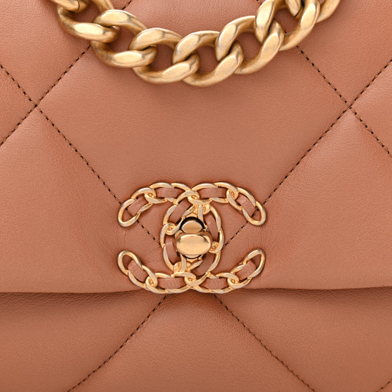 Chanel Lambskin Quilted Medium Chanel 19 Flap Light Brown 8 of 11