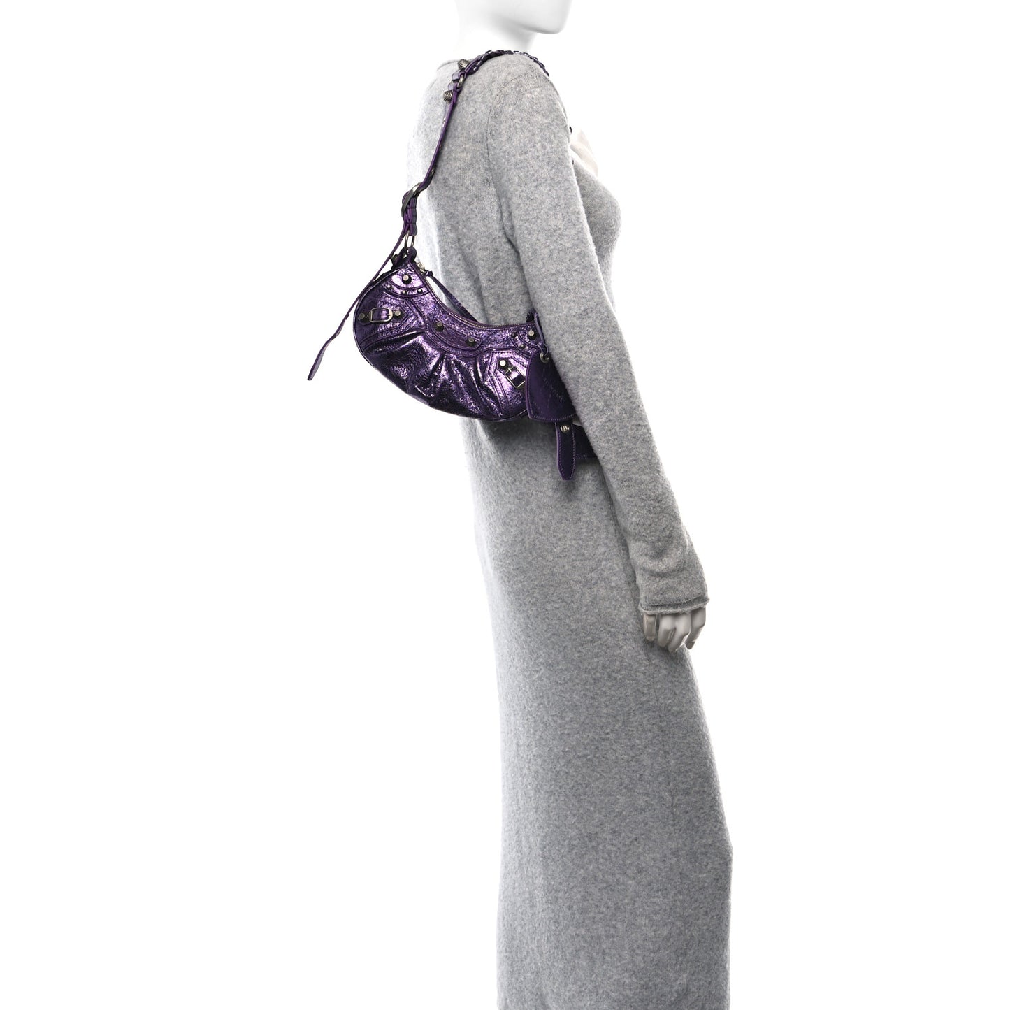 Metallic Agneau Arena Le Cagole Shoulder Bag XS Met Mauve