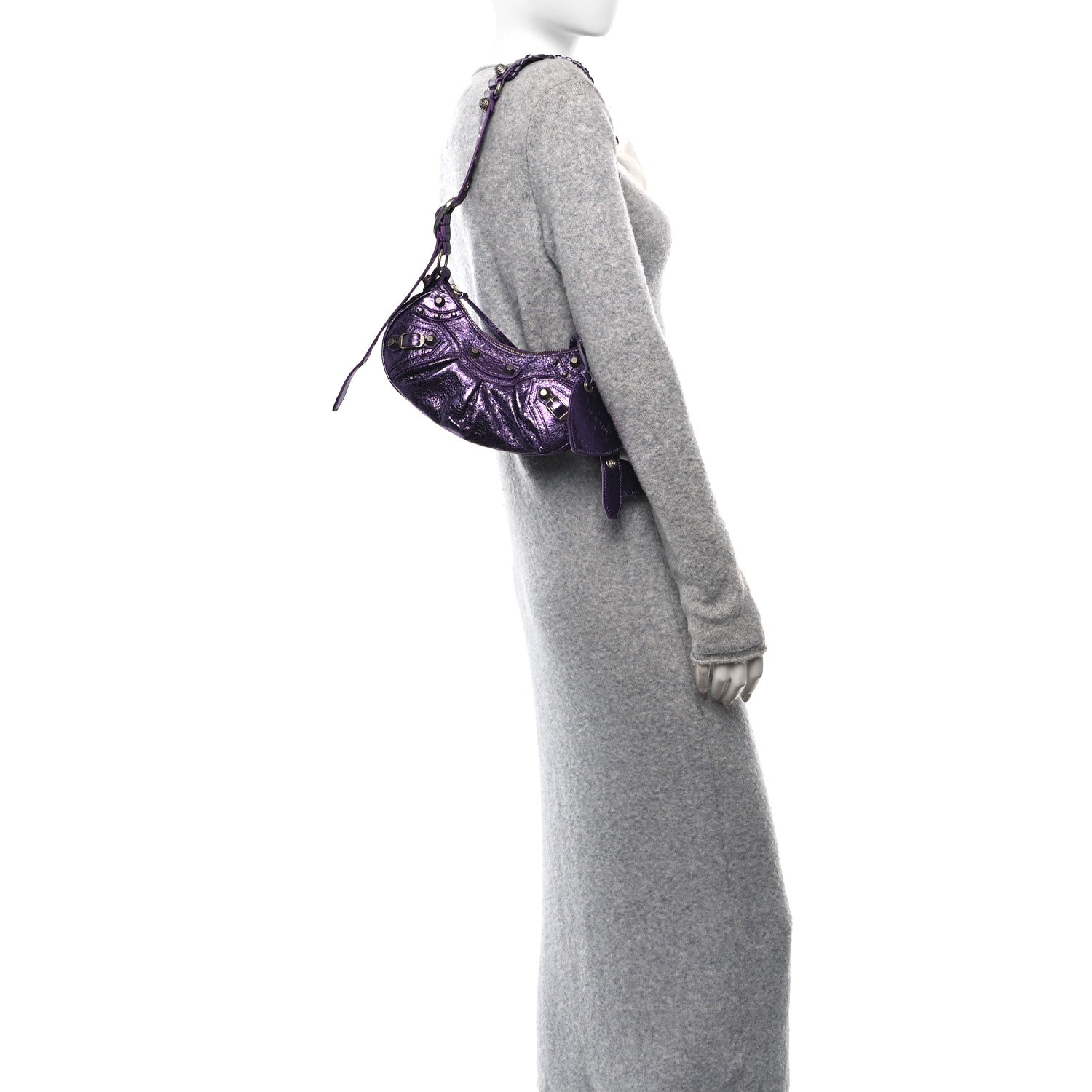 Balenciaga Metallic Agneau Arena Le Cagole Shoulder Bag XS Met Mauve 2 of 10