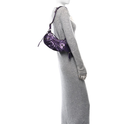 Balenciaga Metallic Agneau Arena Le Cagole Shoulder Bag XS Met Mauve 2 of 10