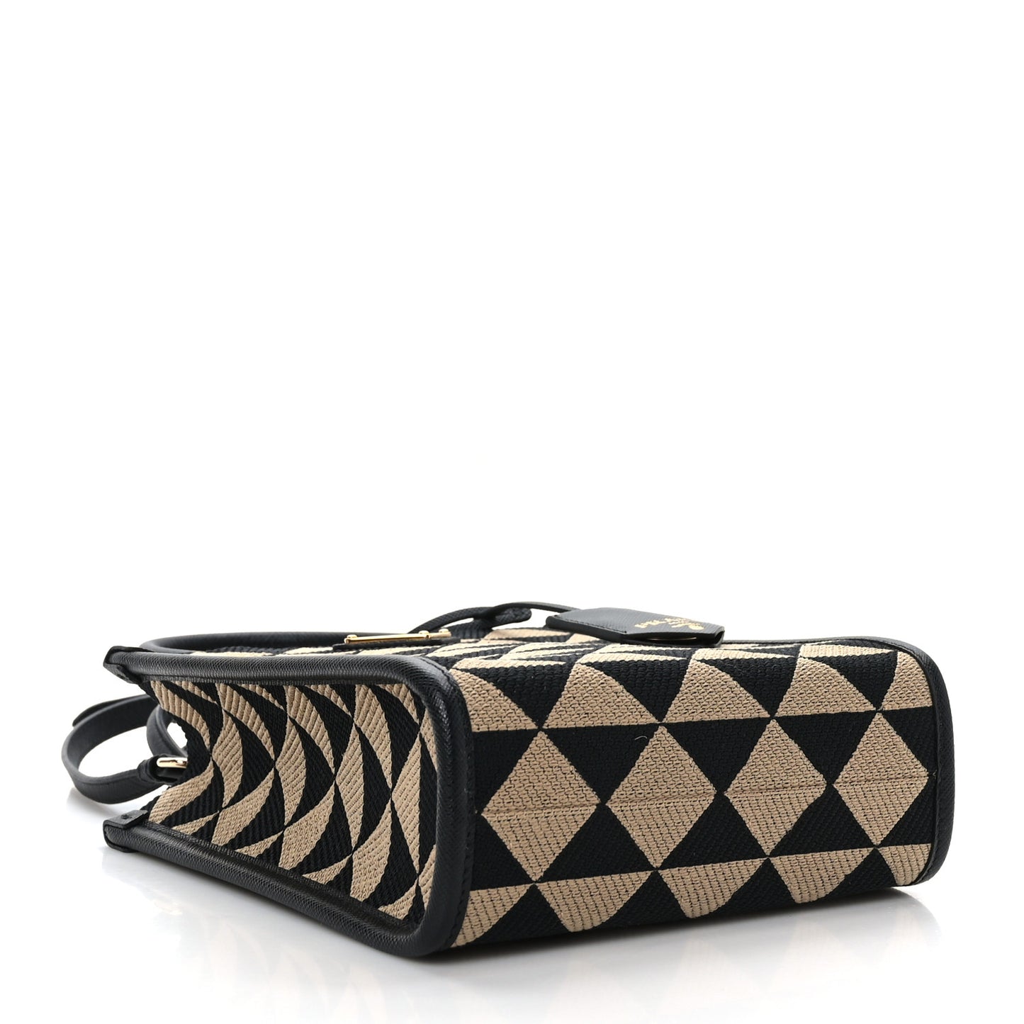 Jacquard Saffiano Triangolo Symbole Embroidered Micro Tote Black Corda