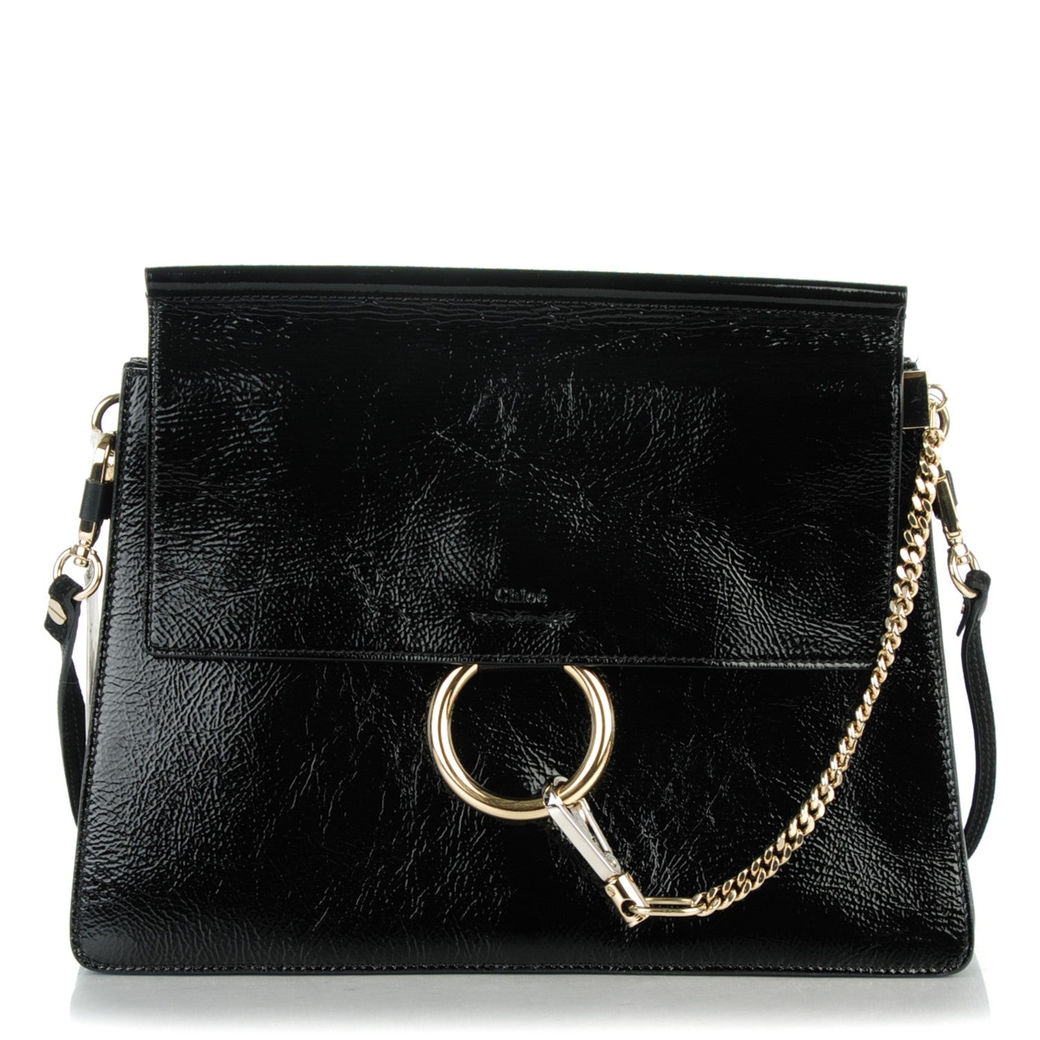 Chloe Patent Medium Faye Shoulder Bag Black 1 of 8