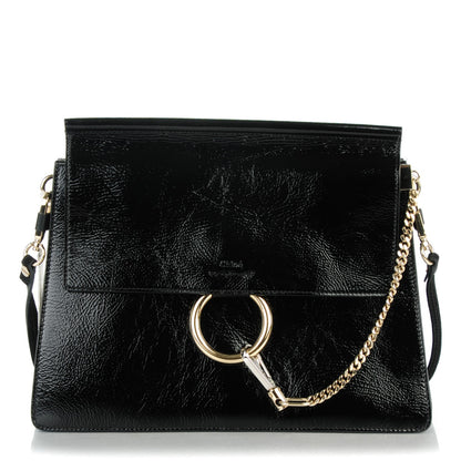 Chloe Patent Medium Faye Shoulder Bag Black 1 of 8
