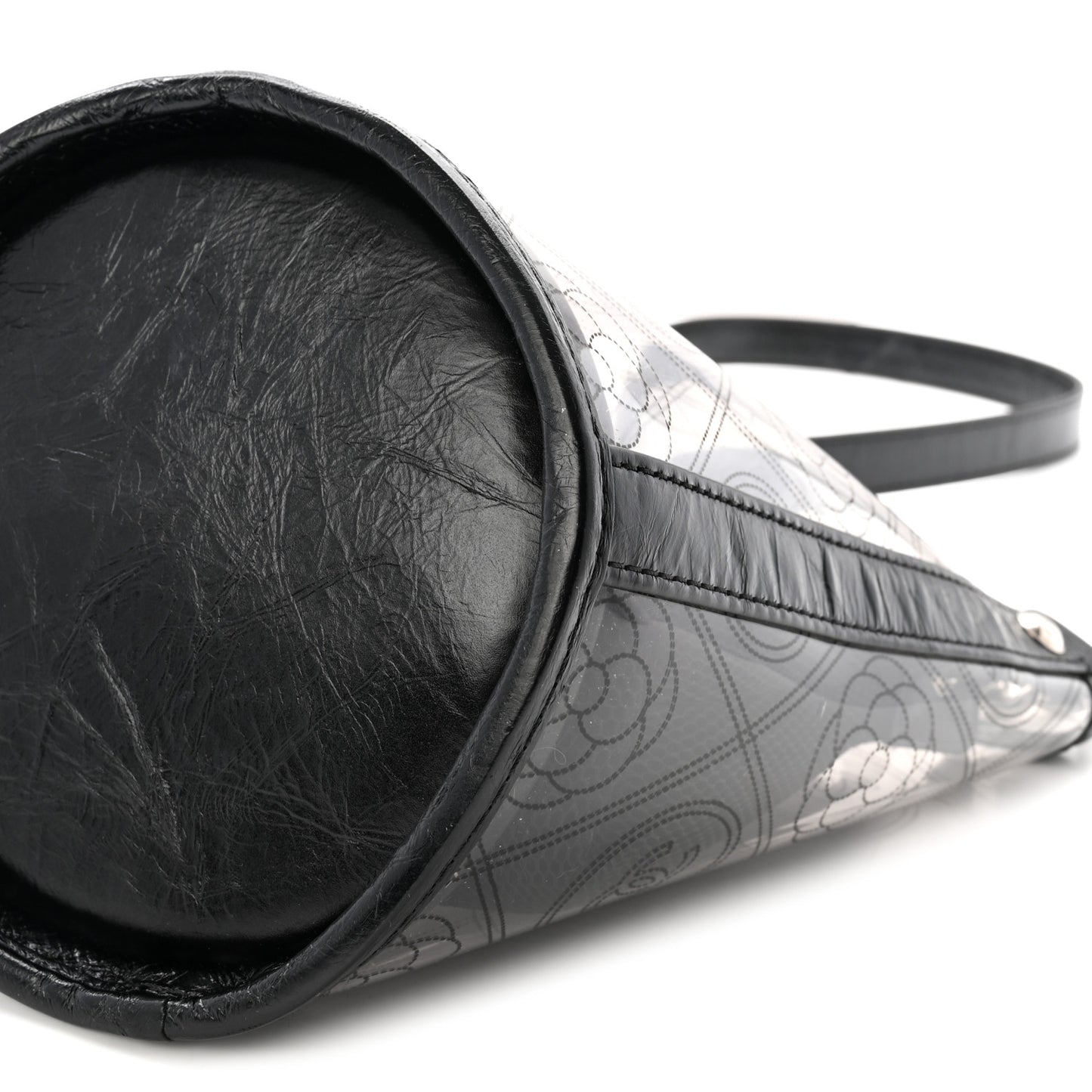 Crumpled Calfskin PVC Bucket Bag Black