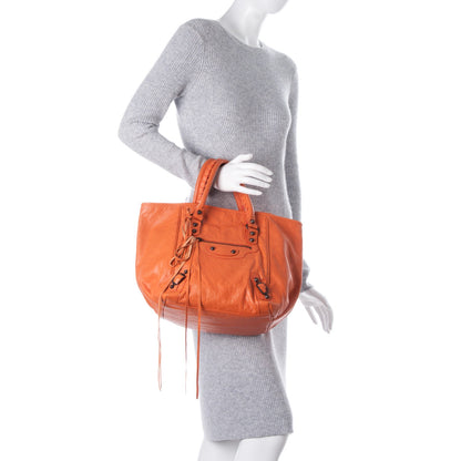 Balenciaga Agneau Classic Hardware S Sunday Tote Tangerine 2 of 14