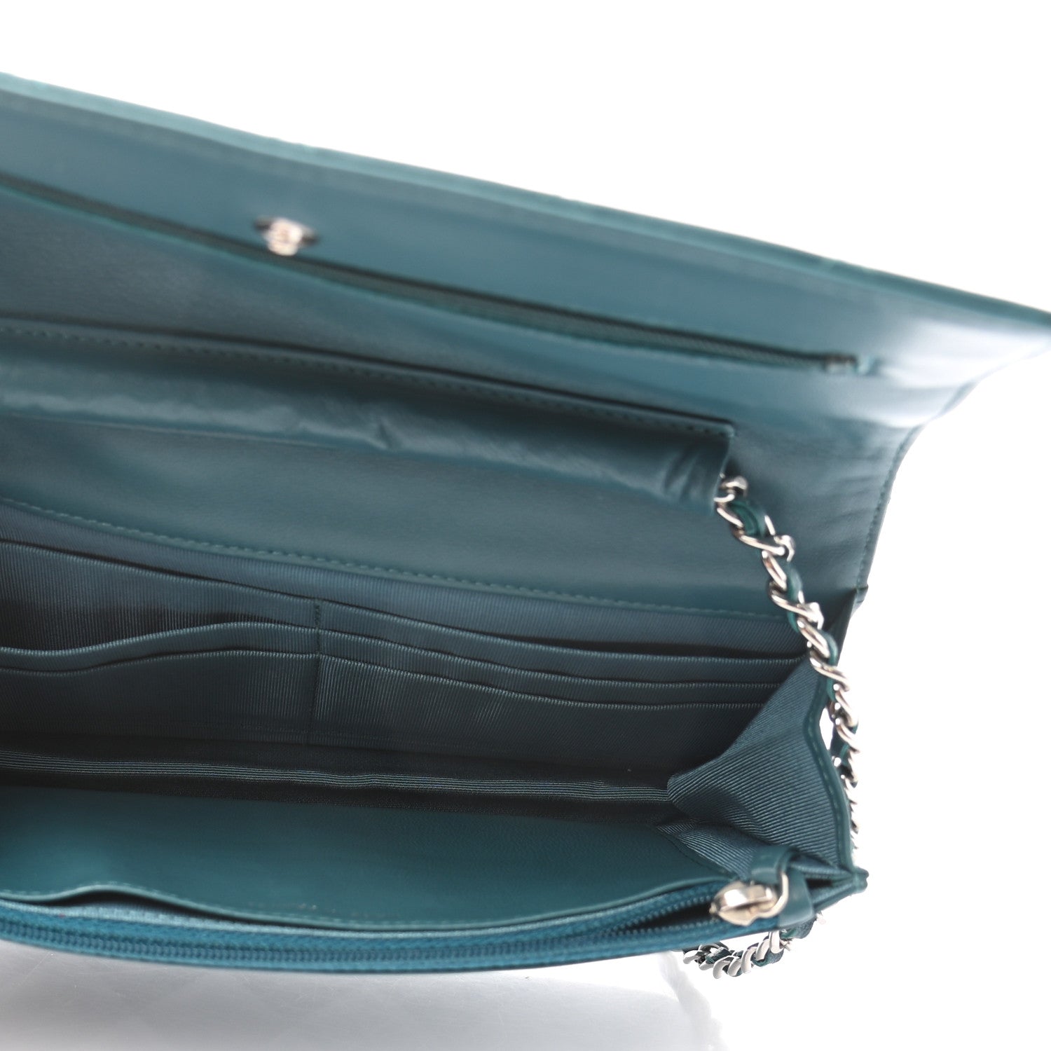 Chanel Lambskin Quilted Wallet On Chain WOC Turquoise 4 of 8