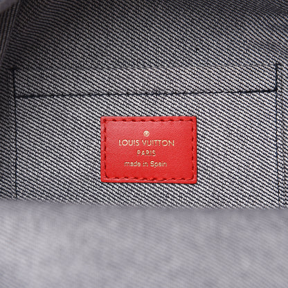 Louis Vuitton Denim Damier Monogram Patchwork Palm Springs Backpack Mini Blue Rouge 6 of 10