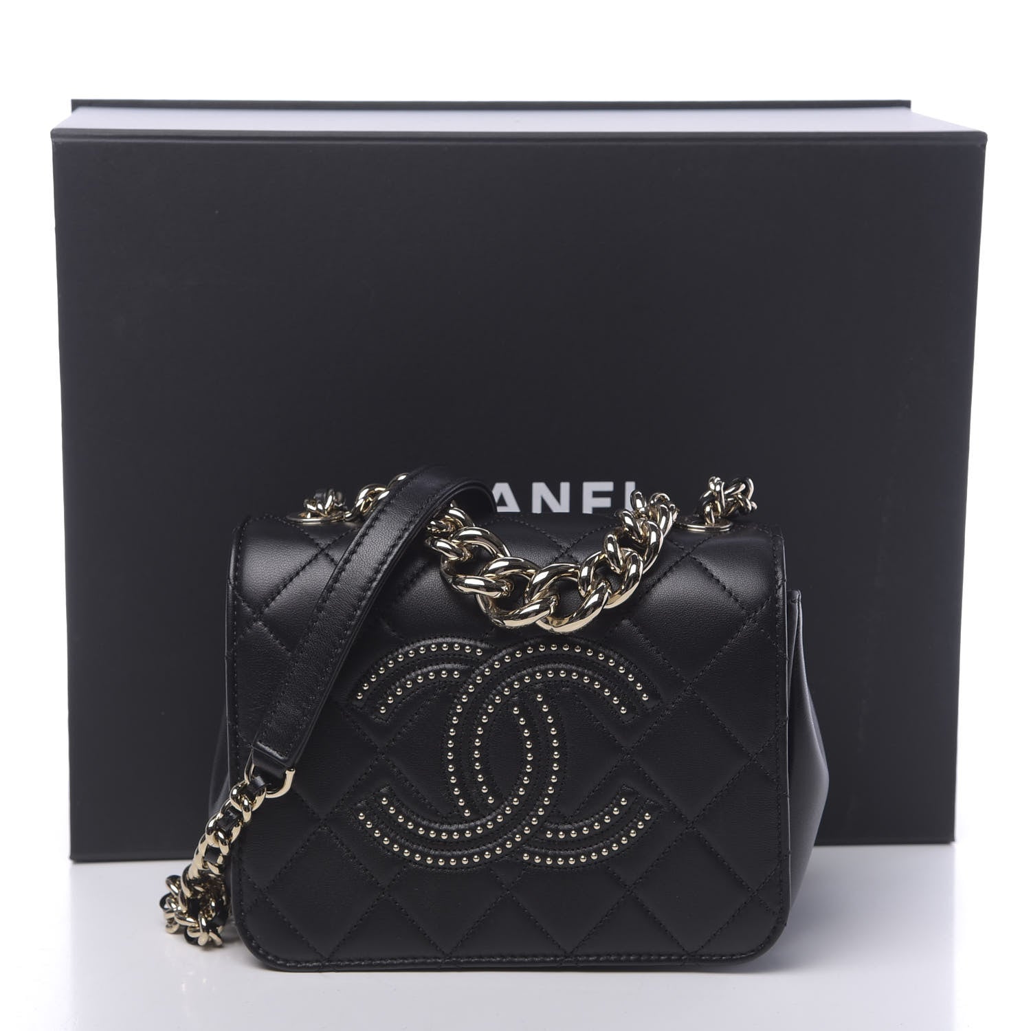 Chanel Lambskin Quilted Studded CC Flap Black 11 of 11