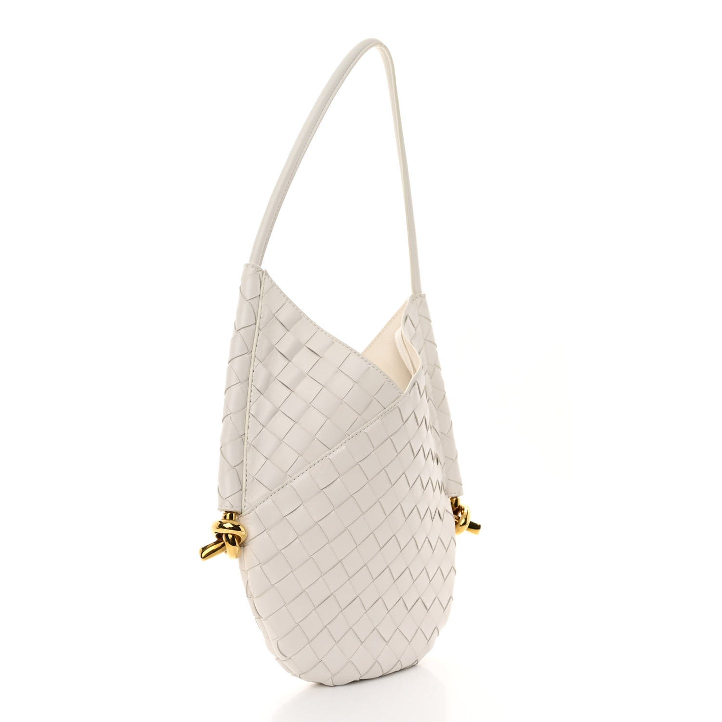 Nappa Intrecciato Small Solstice Hobo White