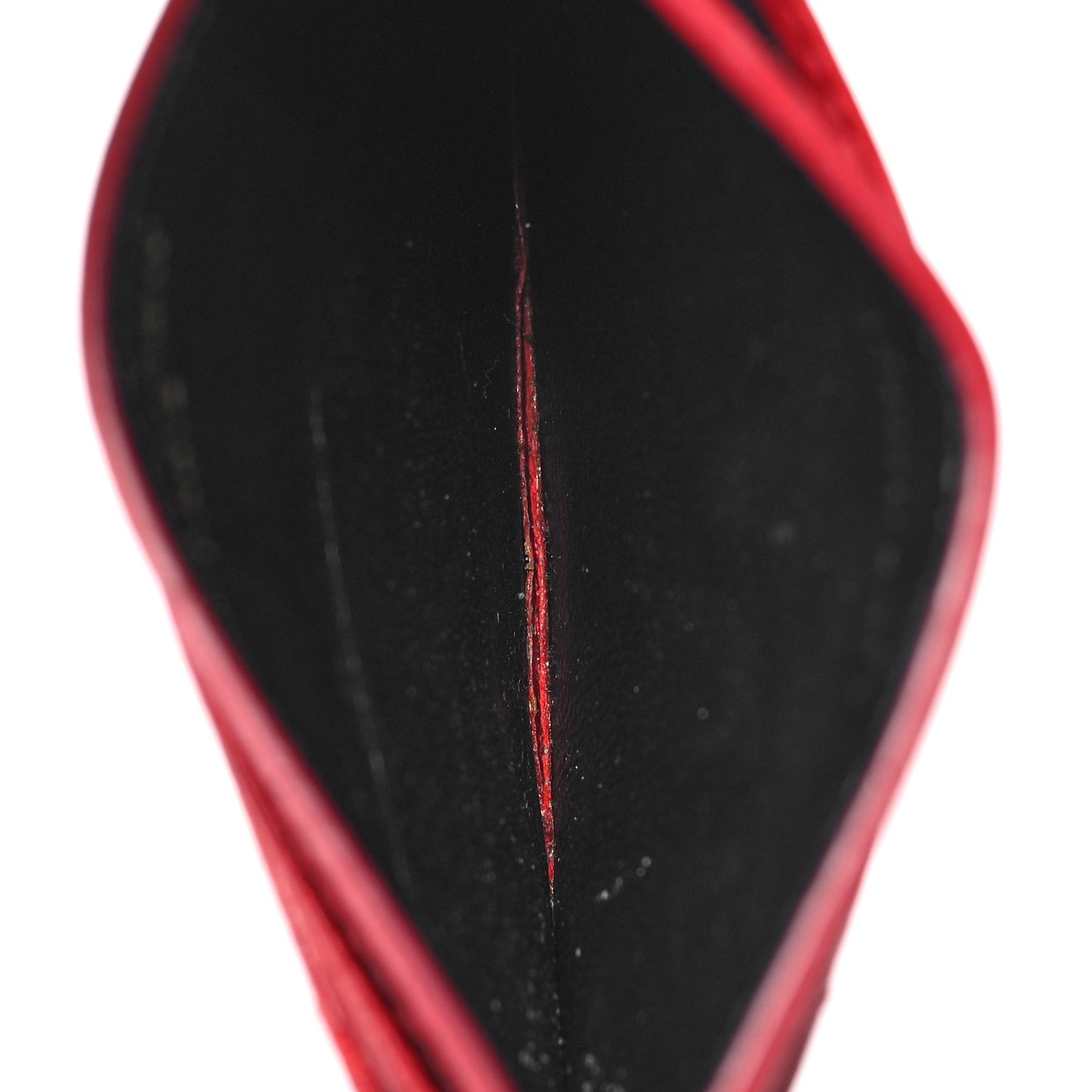 Grain De Poudre Matelasse Chevron Monogram Credit Card Case Rouge Eros