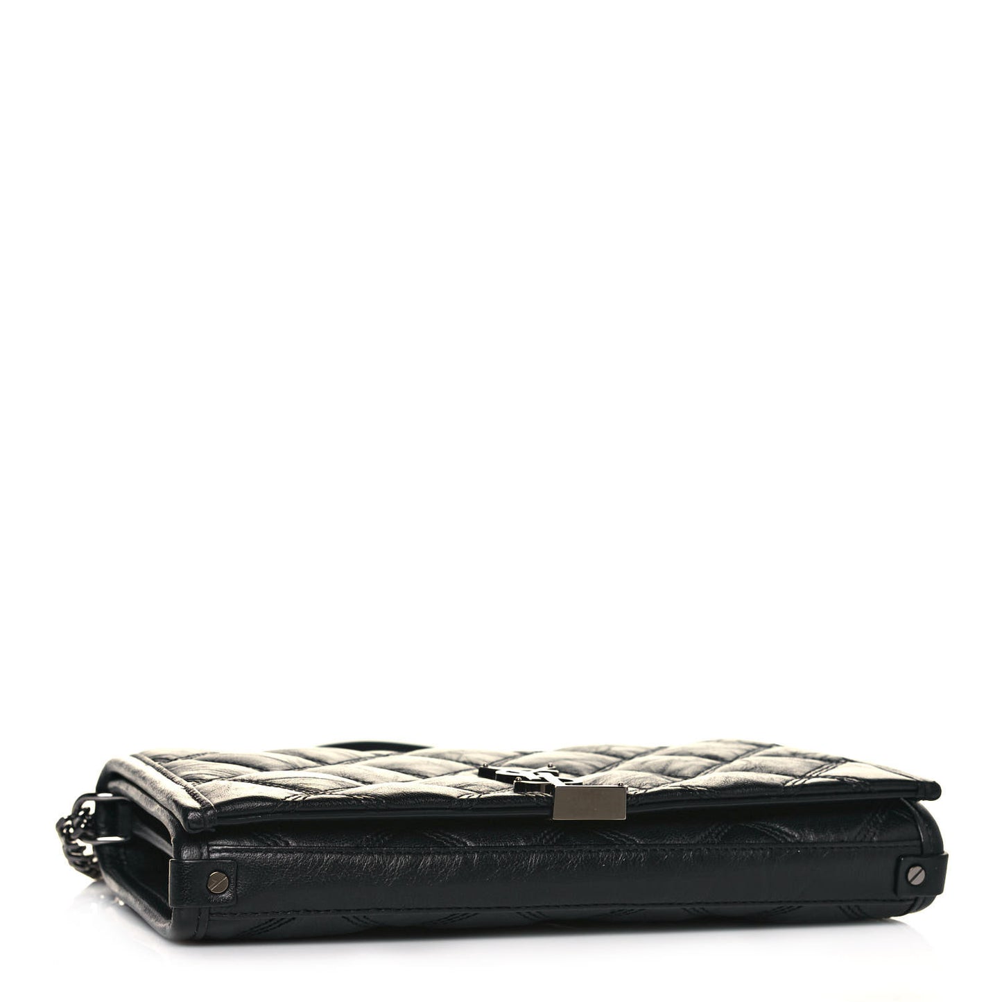 Lambskin Diamond Quilted Becky Chain Wallet Black